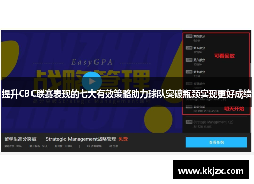 提升CBC联赛表现的七大有效策略助力球队突破瓶颈实现更好成绩